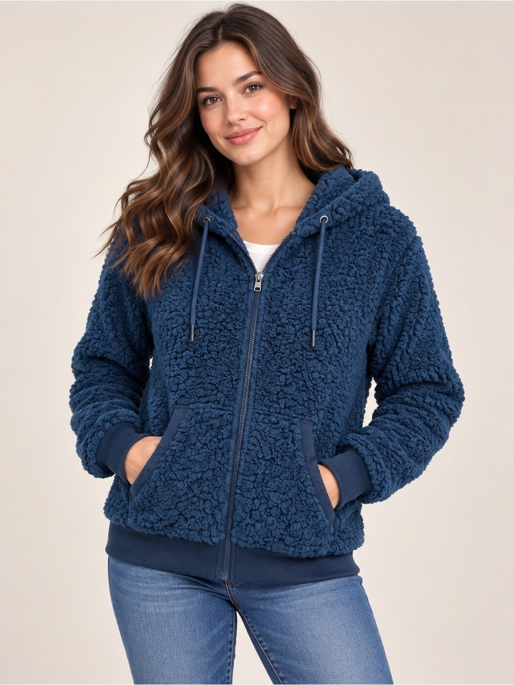 NWT Marc New York Navy Sherpa Zip Hoodie Jacket